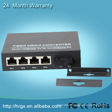 Servicio OEM para modo único rápido 1310 / 1550nm SC 20KM 1 fibra 4 ethernet 10 / 100M wdm convertidor de medios conector rj45 sc